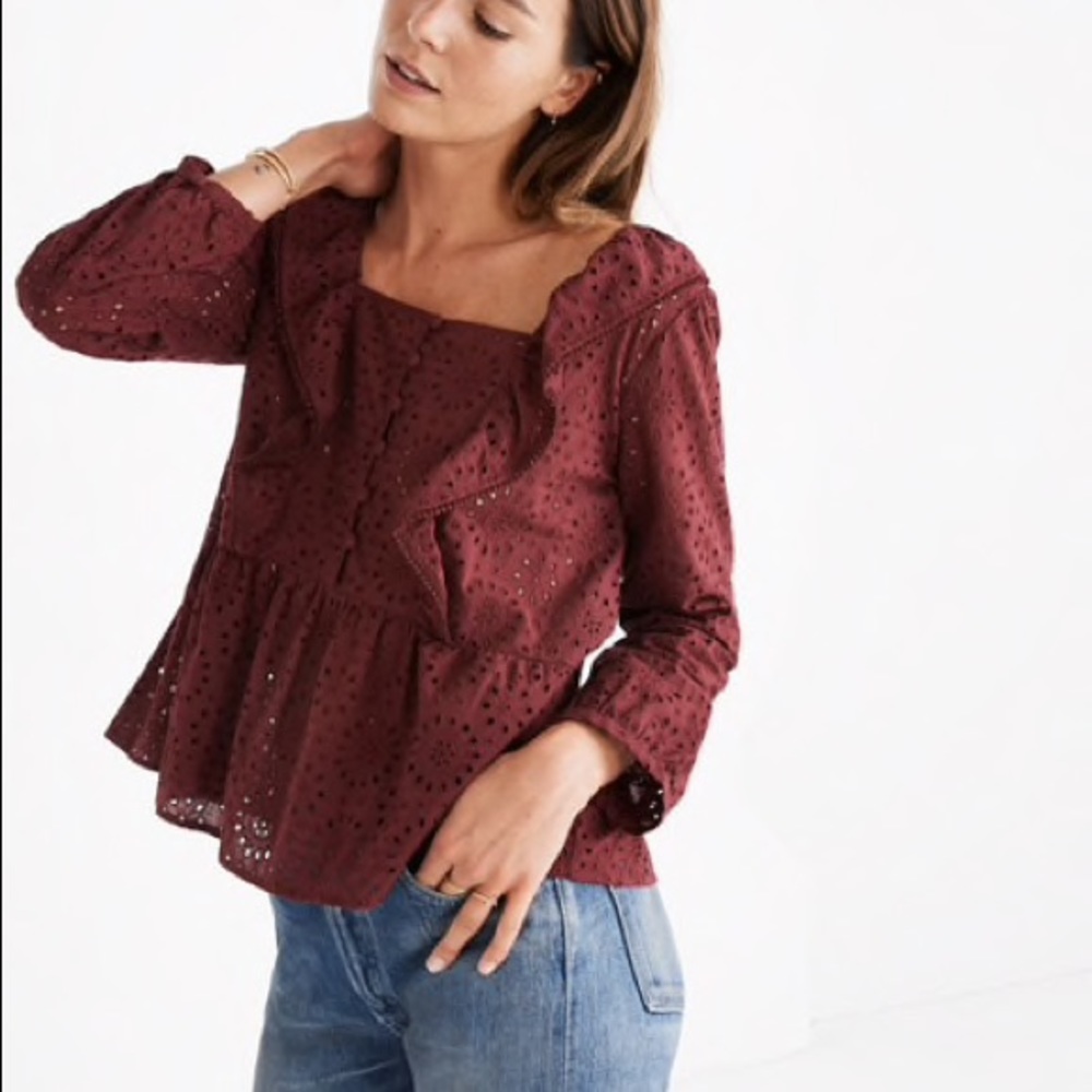 Madewell Pom Pom Ruffle Blouse